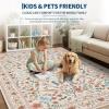 Garvee Living Room Rug 8×10 Washable Rug Trellis Rugs for Bedroom Non Slip Low Pile Indoor Carpet Soft Non-Shedding Foldable Thin Mat for Bedroom Dining Room Farmhouse Kids Playroom Office Orange(Beige)