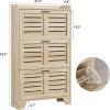 Garvee Shoe Storage Cabinet with 2 Flip Drawers, Freestanding Shoe Organizer Storage for Entryway with 2 Side Hooks, Farmhouse Hidden Slim Narrow Shoe Rack Cabinet, Gray(Natural Oak)