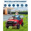 Kids Ride On Cars, Licensed RAM 12V Electric Ride On Truck Car w/Remote Control, Electric Pickup Car for Toddlers, Spring Suspension, LED Lights, Music, Ride On Toys for Boys Girls(Red)