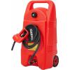 Garvee 15 Gallon Gas Can, Fuel Tank Container with LE Fluid Transfer Manual 10 FT Siphon Pump, Portable Diesel Gas Storage Caddy w/Wheels for Car, ATV, Weeder, Boat, Tractor, Snow Blower,Generator(Red)
