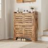 Garvee Shoe Storage Cabinet with 2 Flip Drawers, Freestanding Shoe Organizer Storage for Entryway with 2 Side Hooks, Farmhouse Hidden Slim Narrow Shoe Rack Cabinet, Gray(Rustic Brown)