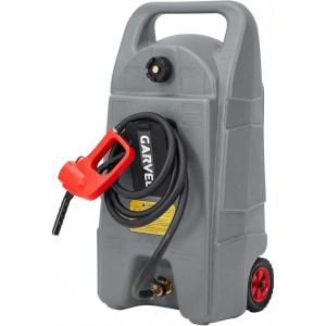 Garvee 15 Gallon Gas Can, Fuel Tank Container with LE Fluid Transfer Manual 10 FT Siphon Pump, Portable Diesel Gas Storage Caddy w/Wheels for Car, ATV, Weeder, Boat, Tractor, Snow Blower,Generator(Grey 15 Gal Backpack)