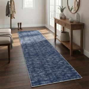 Garvee Living Room Rug 8×10 Washable Rug Trellis Rugs for Bedroom Non Slip Low Pile Indoor Carpet Soft Non-Shedding Foldable Thin Mat for Bedroom Dining Room Farmhouse Kids Playroom Office Orange(Solid Blue)