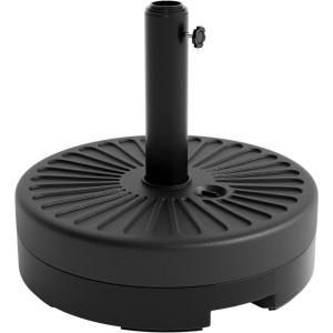 Garvee Round Patio Umbrella Base, 20″ 80LB Weight Stand Fillable Umbrella Stand with Adjustable Steel Pole Adapters Fits 1.5″ to 2.1″ Poles for 7.5-11FT Umbrellas for Outdoor Deck Poolside, Black