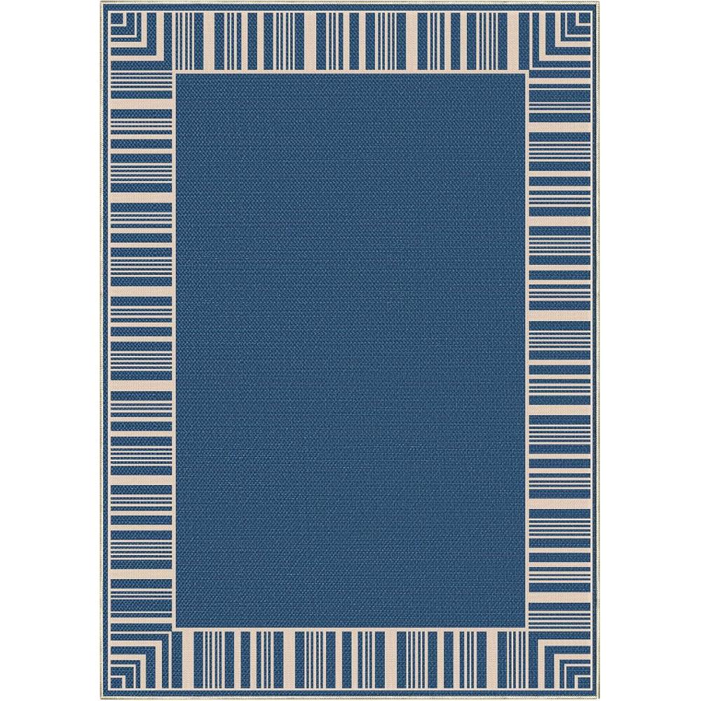 image:imageGarvee Bordered Outdoor Area Rug 8x10ft Casual Design with Striped Border Stain Resistant Highly Durable for Patio Balcony Bedroom Living Room Dining Room BathroomBlue