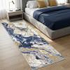 Garvee 2’x6′ Runner Rug Washable, Modern Abstract Marble Kitchen Mat, Non-Slip Indoor Entryway Rug, Foldable Thin Carpet for Narrow Spaces, Modern Indoor Decor, Black(Blue)