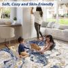 Garvee 2’x6′ Runner Rug Washable, Modern Abstract Marble Kitchen Mat, Non-Slip Indoor Entryway Rug, Foldable Thin Carpet for Narrow Spaces, Modern Indoor Decor, Black(Blue)