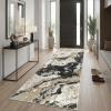 Garvee 2’x6′ Runner Rug Washable, Modern Abstract Marble Kitchen Mat, Non-Slip Indoor Entryway Rug, Foldable Thin Carpet for Narrow Spaces, Modern Indoor Decor, Black(Black)