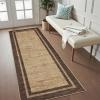 Garvee 4×6 Area Rug Washable Rugs for Living Room Modern Symmetrical Line Rug Stain Resistant Non Shedding Floor Cover Soft Touch Folding Indoor Carpet for Bedroom Living Room Dining Room，Light Grey(Neutral Border – Brown)