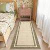 Garvee 4×6 Area Rug Washable Rugs for Living Room Modern Symmetrical Line Rug Stain Resistant Non Shedding Floor Cover Soft Touch Folding Indoor Carpet for Bedroom Living Room Dining Room，Light Grey(Neutral Border – Green/Taupe)