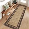 Garvee 4×6 Area Rug Washable Rugs for Living Room Modern Symmetrical Line Rug Stain Resistant Non Shedding Floor Cover Soft Touch Folding Indoor Carpet for Bedroom Living Room Dining Room，Light Grey(Neutral Border – Brown)