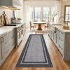 Garvee 4×6 Area Rug Washable Rugs for Living Room Modern Symmetrical Line Rug Stain Resistant Non Shedding Floor Cover Soft Touch Folding Indoor Carpet for Bedroom Living Room Dining Room，Light Grey(Neutral Border – Black/Grey)