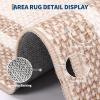 Garvee 4×6 Area Rug Washable Rugs for Living Room Modern Symmetrical Line Rug Stain Resistant Non Shedding Floor Cover Soft Touch Folding Indoor Carpet for Bedroom Living Room Dining Room，Light Grey(Neutral Border – Beige)