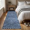 Garvee 4×6 Area Rug Washable Rugs for Living Room Modern Symmetrical Line Rug Stain Resistant Non Shedding Floor Cover Soft Touch Folding Indoor Carpet for Bedroom Living Room Dining Room，Light Grey(Navy Blue – Line)