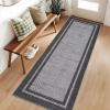 Garvee 4×6 Area Rug Washable Rugs for Living Room Modern Symmetrical Line Rug Stain Resistant Non Shedding Floor Cover Soft Touch Folding Indoor Carpet for Bedroom Living Room Dining Room，Light Grey(Neutral Border – Black/Grey)