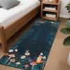Garvee 4×6 Living Room Rugs, Washable Cute Animal Floral Print Nursery Bedroom Rugs, Indoor Farmhouse Non Slip Stain Resistant Throw Carpet for Dining Room Kitchen, Blue Green(Garden|blue Teal)