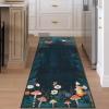 Garvee 4×6 Living Room Rugs, Washable Cute Animal Floral Print Nursery Bedroom Rugs, Indoor Farmhouse Non Slip Stain Resistant Throw Carpet for Dining Room Kitchen, Blue Green(Garden|blue Teal)