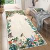 Garvee 4×6 Living Room Rugs, Washable Cute Animal Floral Print Nursery Bedroom Rugs, Indoor Farmhouse Non Slip Stain Resistant Throw Carpet for Dining Room Kitchen, Blue Green(Garden|beige)
