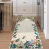 Garvee 4×6 Living Room Rugs, Washable Cute Animal Floral Print Nursery Bedroom Rugs, Indoor Farmhouse Non Slip Stain Resistant Throw Carpet for Dining Room Kitchen, Blue Green(Garden|beige)