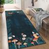 Garvee 4×6 Living Room Rugs, Washable Cute Animal Floral Print Nursery Bedroom Rugs, Indoor Farmhouse Non Slip Stain Resistant Throw Carpet for Dining Room Kitchen, Blue Green(Garden|blue Teal)