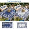 Garvee 5’x8’ Waterproof Patio Outdoor Rug, Outdoor Plastic Straw Rug for Camping, RV Mat Outside, Indoor Outdoor Carpet for Porch, Deck, Backyard, Balcony, Picnic, Ssage Green & White(Navy & White)