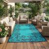 Garvee 5’x8’ Waterproof Patio Outdoor Rug, Outdoor Plastic Straw Rug for Camping, RV Mat Outside, Indoor Outdoor Carpet for Porch, Deck, Backyard, Balcony, Picnic, Ssage Green & White(Dark Blue & Teal)