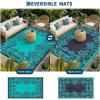 Garvee 5’x8’ Waterproof Patio Outdoor Rug, Outdoor Plastic Straw Rug for Camping, RV Mat Outside, Indoor Outdoor Carpet for Porch, Deck, Backyard, Balcony, Picnic, Ssage Green & White(Dark Blue & Teal)