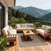 Garvee Bordered Outdoor Area Rug 8x10ft, Casual Design with Striped Border, Stain Resistant, Highly Durable, for Patio, Balcony, Bedroom, Living Room, Dining Room, Bathroom(Taupe)