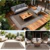 Garvee Bordered Outdoor Area Rug 8x10ft, Casual Design with Striped Border, Stain Resistant, Highly Durable, for Patio, Balcony, Bedroom, Living Room, Dining Room, Bathroom(Taupe)