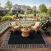 Garvee Bordered Outdoor Area Rug 8x10ft, Casual Design with Striped Border, Stain Resistant, Highly Durable, for Patio, Balcony, Bedroom, Living Room, Dining Room, Bathroom(Black/Coffee)