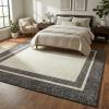 Garvee Large Bordered Area Rug 9×12 Machine Washable Living Room Rug Stain-Resistant Neutral Floor Cover Ultra-Soft Low Pile Geometric Indoor Rugs for Bedroom Dining Room Playroom Farmhouse Dorm(Border)