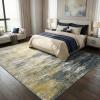 Garvee Large Bordered Area Rug 9×12 Machine Washable Living Room Rug Stain-Resistant Neutral Floor Cover Ultra-Soft Low Pile Geometric Indoor Rugs for Bedroom Dining Room Playroom Farmhouse Dorm(Yellow/Grey)