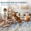 Garvee Large Bordered Area Rug 9×12 Machine Washable Living Room Rug Stain-Resistant Neutral Floor Cover Ultra-Soft Low Pile Geometric Indoor Rugs for Bedroom Dining Room Playroom Farmhouse Dorm(Blue/Brown)