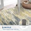 Garvee Large Bordered Area Rug 9×12 Machine Washable Living Room Rug Stain-Resistant Neutral Floor Cover Ultra-Soft Low Pile Geometric Indoor Rugs for Bedroom Dining Room Playroom Farmhouse Dorm(Yellow/Grey)