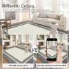 Garvee Large Bordered Area Rug 9×12 Machine Washable Living Room Rug Stain-Resistant Neutral Floor Cover Ultra-Soft Low Pile Geometric Indoor Rugs for Bedroom Dining Room Playroom Farmhouse Dorm(Border)