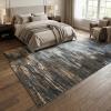Garvee Large Bordered Area Rug 9×12 Machine Washable Living Room Rug Stain-Resistant Neutral Floor Cover Ultra-Soft Low Pile Geometric Indoor Rugs for Bedroom Dining Room Playroom Farmhouse Dorm(Blue/Brown)