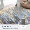 Garvee Large Bordered Area Rug 9×12 Machine Washable Living Room Rug Stain-Resistant Neutral Floor Cover Ultra-Soft Low Pile Geometric Indoor Rugs for Bedroom Dining Room Playroom Farmhouse Dorm(Blue/Brown)