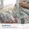 Garvee Large Bordered Area Rug 9×12 Machine Washable Living Room Rug Stain-Resistant Neutral Floor Cover Ultra-Soft Low Pile Geometric Indoor Rugs for Bedroom Dining Room Playroom Farmhouse Dorm(Red Multi)