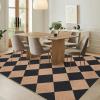 Garvee Washable Checkered Rug, 6×9 Area Rugs for Living Room, Stain Resiatant Easy Jute Rug for Bedroom, Patio, Dining Room, Office, Washable Rugs Modern Farmhouse Area Rug, Black and Brown(Diamond|black&brown)