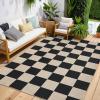 Garvee Washable Checkered Rug, 6×9 Area Rugs for Living Room, Stain Resiatant Easy Jute Rug for Bedroom, Patio, Dining Room, Office, Washable Rugs Modern Farmhouse Area Rug, Black and Brown(Checkerboard|black&natural)