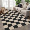 Garvee Washable Checkered Rug, 6×9 Area Rugs for Living Room, Stain Resiatant Easy Jute Rug for Bedroom, Patio, Dining Room, Office, Washable Rugs Modern Farmhouse Area Rug, Black and Brown(Checkerboard|black&natural)