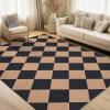 Garvee Washable Checkered Rug, 6×9 Area Rugs for Living Room, Stain Resiatant Easy Jute Rug for Bedroom, Patio, Dining Room, Office, Washable Rugs Modern Farmhouse Area Rug, Black and Brown(Diamond|black&brown)