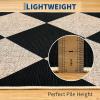 Garvee Washable Checkered Rug, 6×9 Area Rugs for Living Room, Stain Resiatant Easy Jute Rug for Bedroom, Patio, Dining Room, Office, Washable Rugs Modern Farmhouse Area Rug, Black and Brown(Diamond|black&natural)