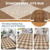 Garvee Washable Checkered Rug, 6×9 Area Rugs for Living Room, Stain Resiatant Easy Jute Rug for Bedroom, Patio, Dining Room, Office, Washable Rugs Modern Farmhouse Area Rug, Black and Brown(Diamond|brown)
