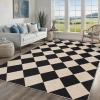 Garvee Washable Checkered Rug, 6×9 Area Rugs for Living Room, Stain Resiatant Easy Jute Rug for Bedroom, Patio, Dining Room, Office, Washable Rugs Modern Farmhouse Area Rug, Black and Brown(Diamond|black&natural)