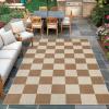 Garvee Washable Checkered Rug, 6×9 Area Rugs for Living Room, Stain Resiatant Easy Jute Rug for Bedroom, Patio, Dining Room, Office, Washable Rugs Modern Farmhouse Area Rug, Black and Brown(Checkerboard|brown)