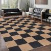 Garvee Washable Checkered Rug, 6×9 Area Rugs for Living Room, Stain Resiatant Easy Jute Rug for Bedroom, Patio, Dining Room, Office, Washable Rugs Modern Farmhouse Area Rug, Black and Brown(Checkerboard|black&brown)