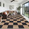 Garvee Washable Checkered Rug, 6×9 Area Rugs for Living Room, Stain Resiatant Easy Jute Rug for Bedroom, Patio, Dining Room, Office, Washable Rugs Modern Farmhouse Area Rug, Black and Brown(Checkerboard|black & Brown)