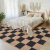 Garvee Washable Checkered Rug, 6×9 Area Rugs for Living Room, Stain Resiatant Easy Jute Rug for Bedroom, Patio, Dining Room, Office, Washable Rugs Modern Farmhouse Area Rug, Black and Brown(Checkerboard|black & Brown)