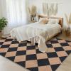 Garvee Washable Checkered Rug, 6×9 Area Rugs for Living Room, Stain Resiatant Easy Jute Rug for Bedroom, Patio, Dining Room, Office, Washable Rugs Modern Farmhouse Area Rug, Black and Brown(Diamond|black&brown)